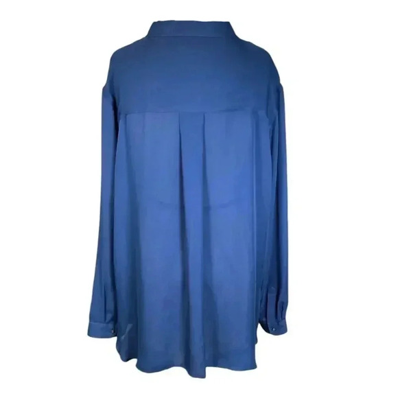 PENDLETON WOMEN'S LONG-SLEEVE SILK BUTTON-UP SHIRT NWT SIZE LARGE BLUE - Picture 6 of 15